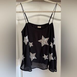 Hollister Black Sheer Lined Beaded Star Cami Sz. M Whimsygoth Y2K Fairy Beaded